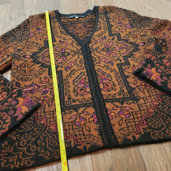 PERUVIAN CONNECTION 100% alpaca zip front boho cardigan - Picture 11 of 11